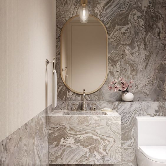 Beige Grey Marble Natural Stone Bathroom