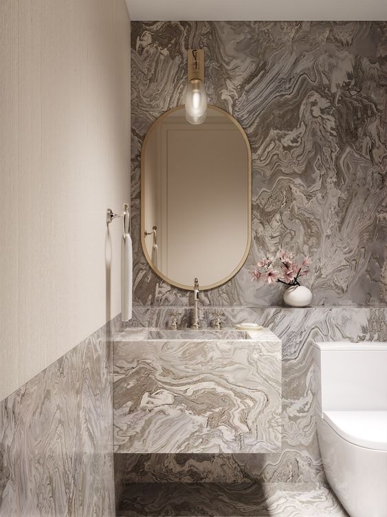 Beige Grey Marble Natural Stone Bathroom