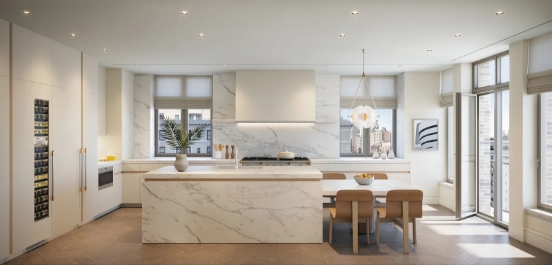 Beige Marble Natural Stone Kitchen