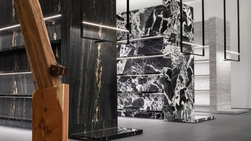 Black Gold Marble Natural Stone Feature Wall