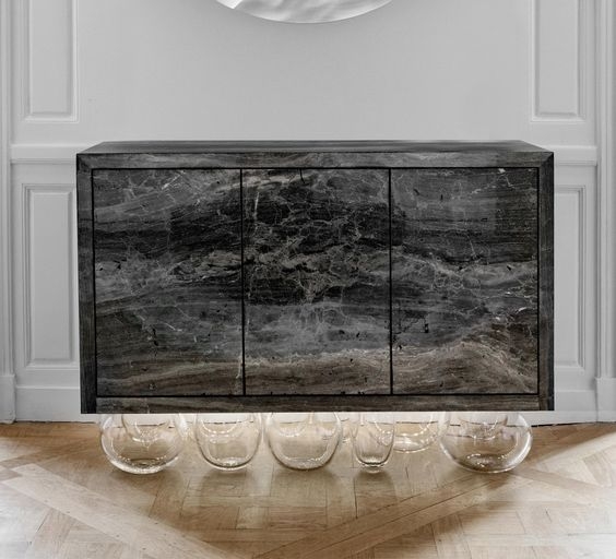 Black Grey Marble Natural Stone Furniture