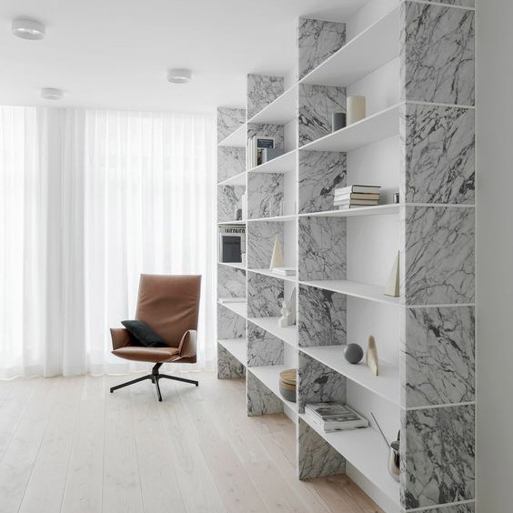 White Grey Marble Natural Stone Interior Design Furniture