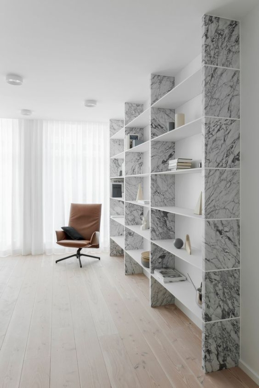 White Grey Marble Natural Stone Interior Design Furniture
