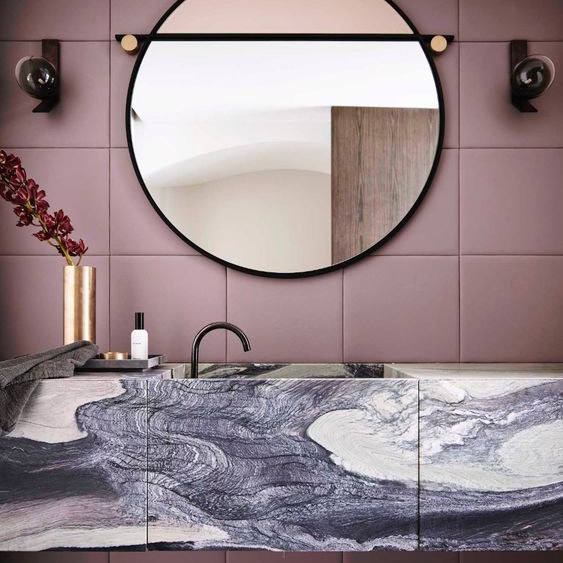 Purple Grey White Marble Natural Stone Bathroom
