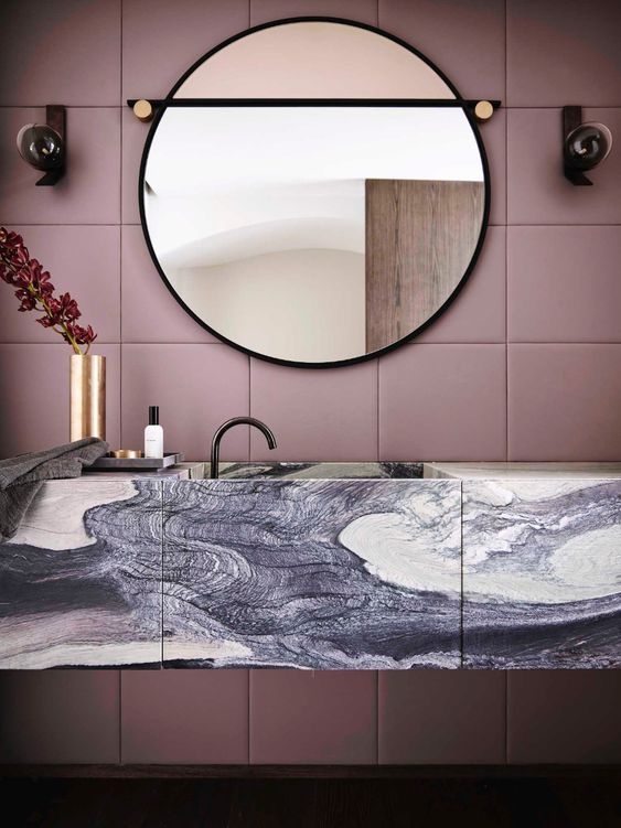 Purple Grey White Marble Natural Stone Bathroom
