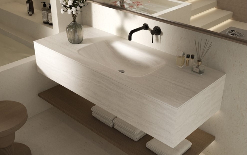 Violi, TopaBasin, sintered stone, sintered stone vanity top with integrated basin
